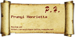 Prunyi Henrietta névjegykártya